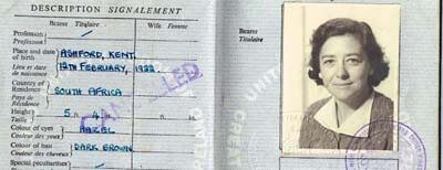 Photo image of Margo Williams' passport