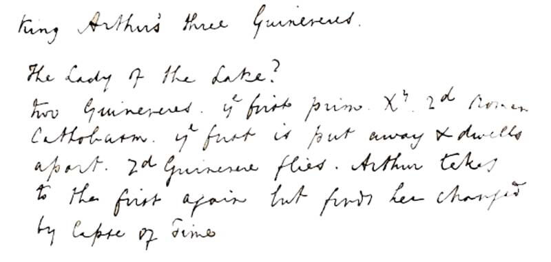 Image of Tennyson's handwritten notes for "Idylls of the King".