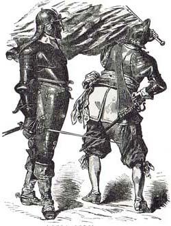 Illustration of Roundhead soldiers crca 1640s.