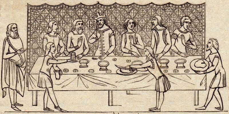 Illustration of medieval feast circa Edward I period.