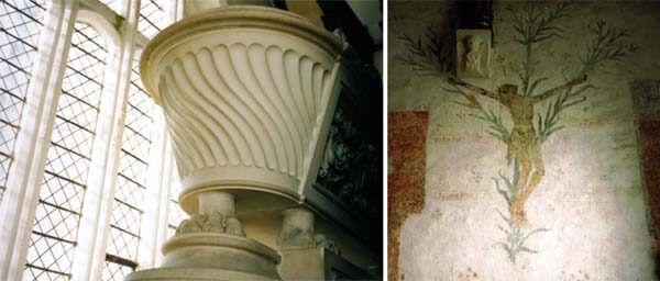 Photo images of All Saints' church monument to Sir Richard Worsley. And the 15th century lily Cross.