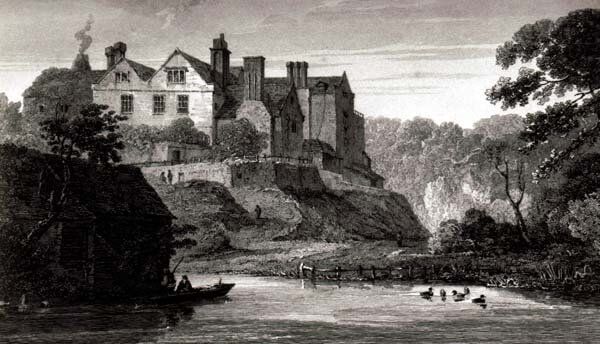 Engraved illustration of the only picture of Knighton Gorges House, circa 1850.