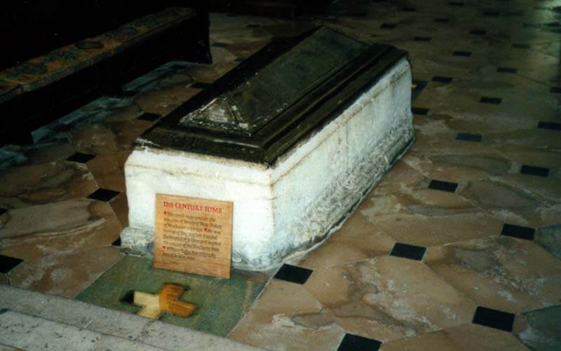 Photo image of Old marble tomb, choir Winchester Cathedral. 