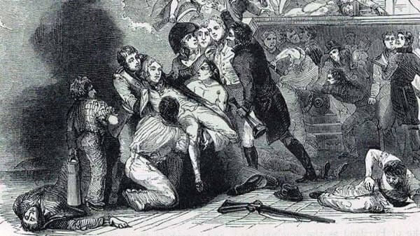 Illustration of death of Admiral Nelson on board HMS Victory.