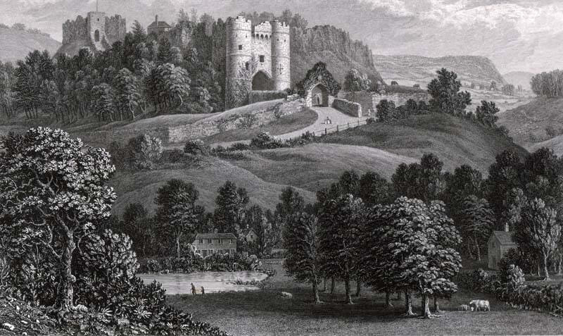 Image of engraving of Carisbrooke Castle circa 1850 by George Brannon